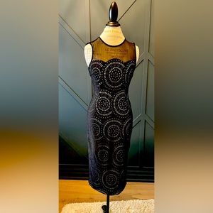 Gorgeous Maggy London Bodycon Little Black Dress. Sheer & Cut Out detail. Size 4